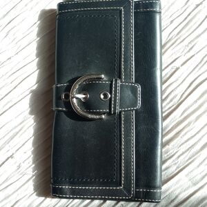 Coach Black Leather Wallet with Silver Buckle